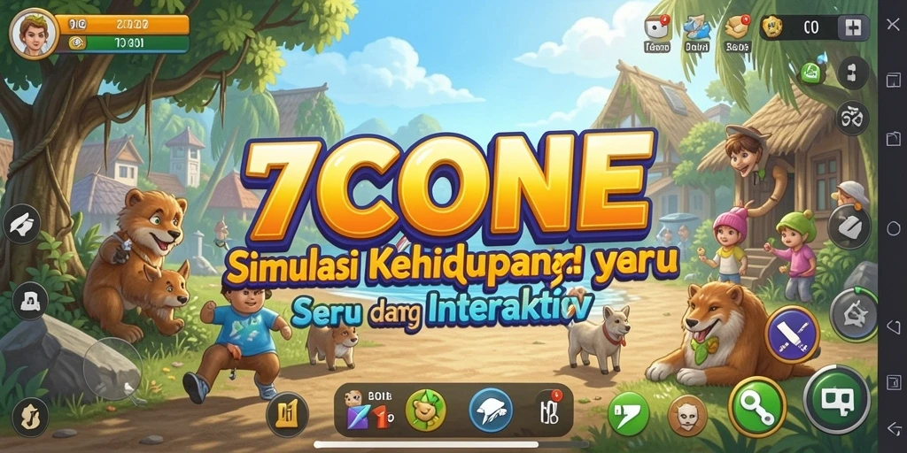Tampilan interaksi karakter dalam game Simulation 7CONE yang menarik.
