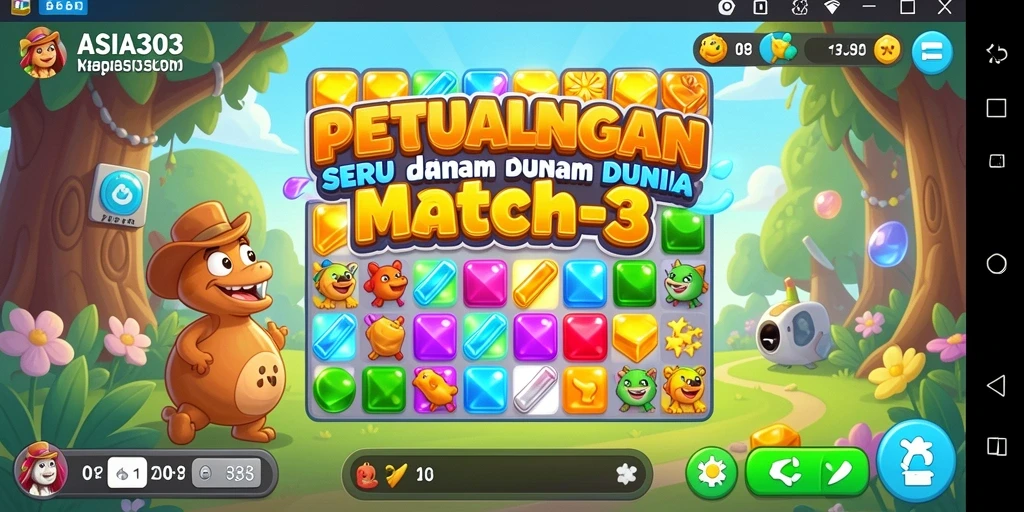 Screenshot gameplay ASIA303 yang menunjukkan aksi Match-3 seru.