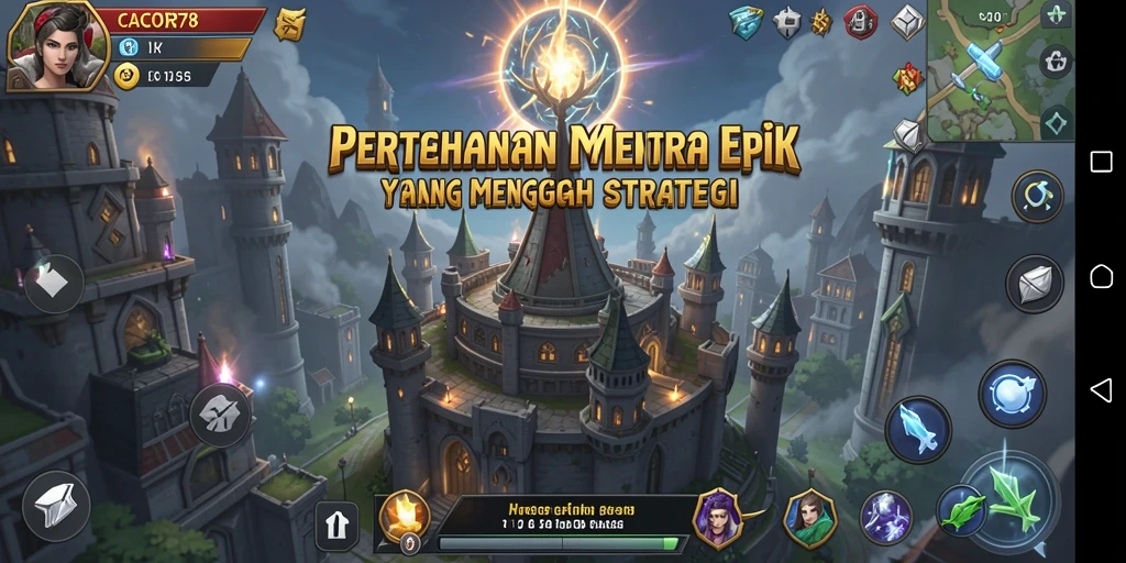 Tampilan dinamis gameplay Tower Defense di CACOR78.