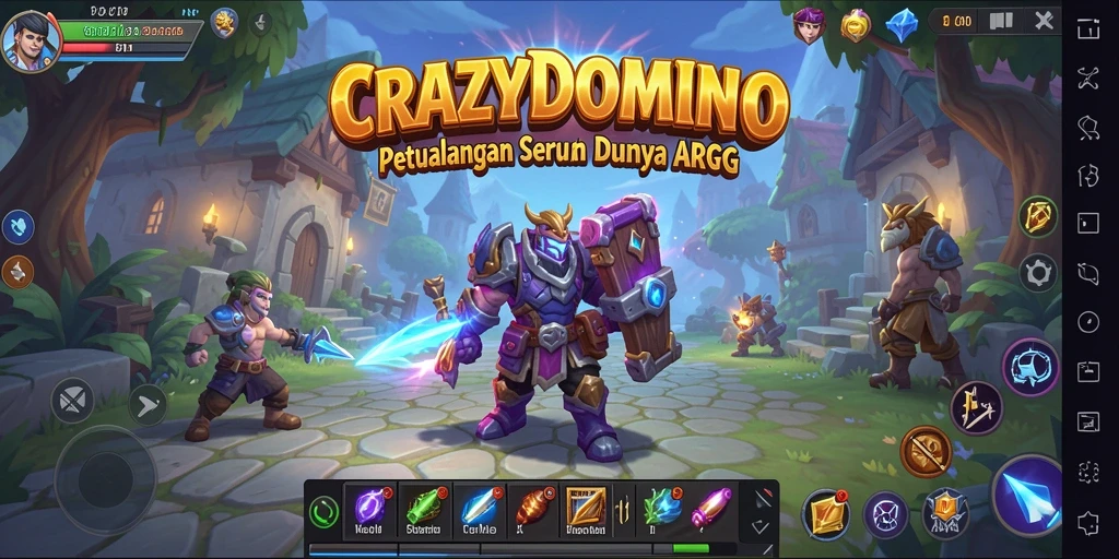 Tampilan aksi mendebarkan di dalam CRAZYDOMINO gameplay ARPG.
