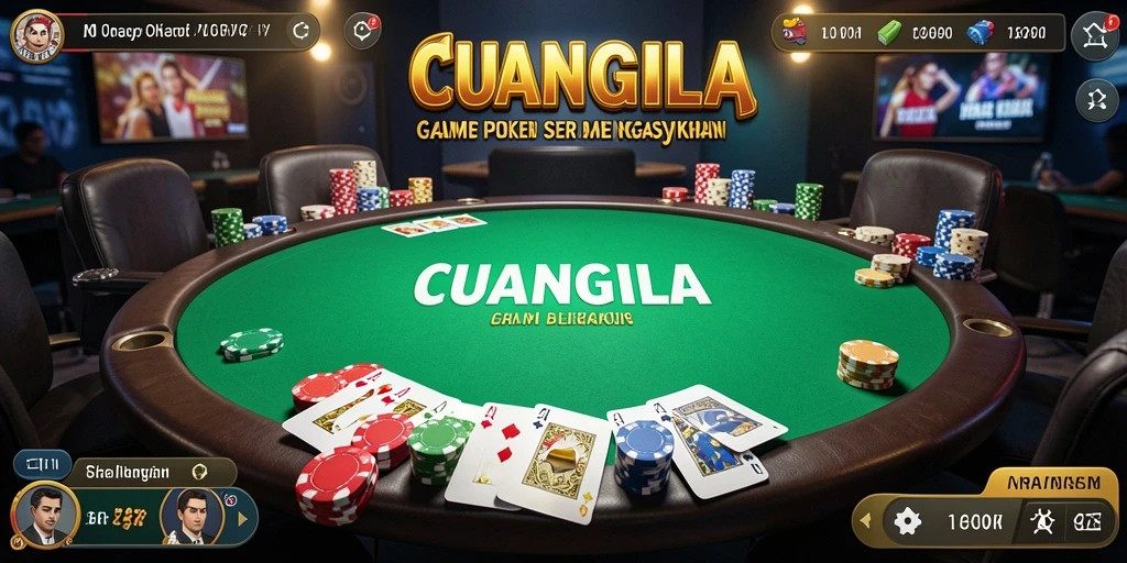 Screenshot gameplay CUANGILA menunjukkan suasana permainan Poker yang seru.