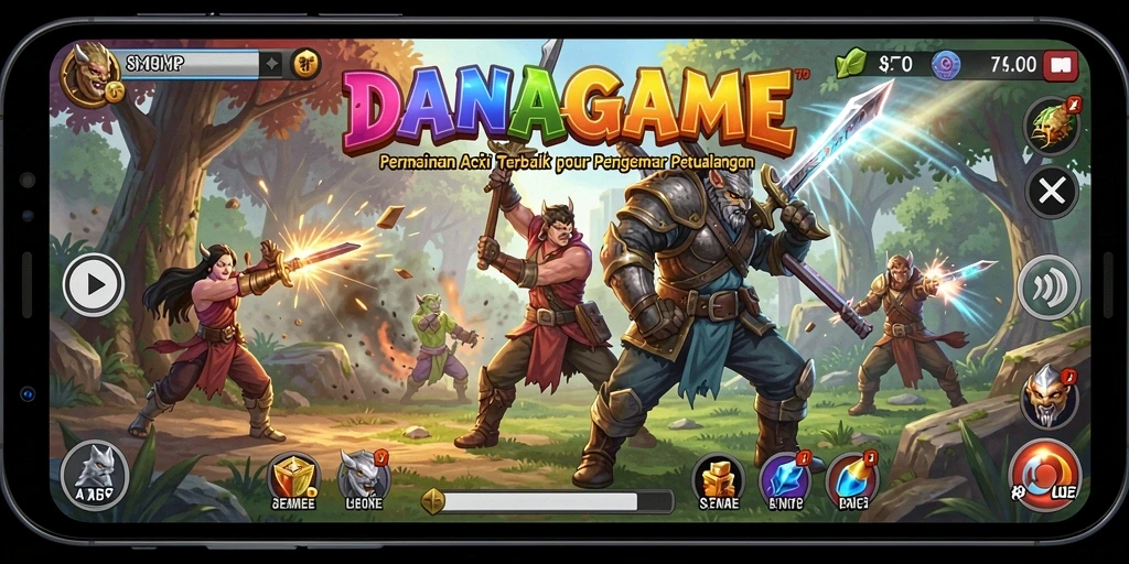 Tangkapan layar menunjukkan aksi intens dalam DANAGAME.