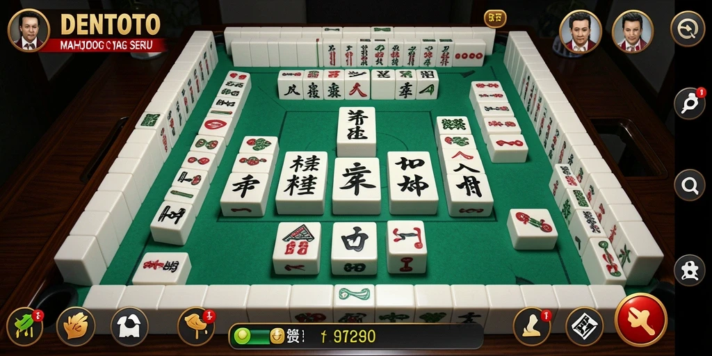 Screenshot DENTOTO menampilkan gameplay Mahjong yang menegangkan.