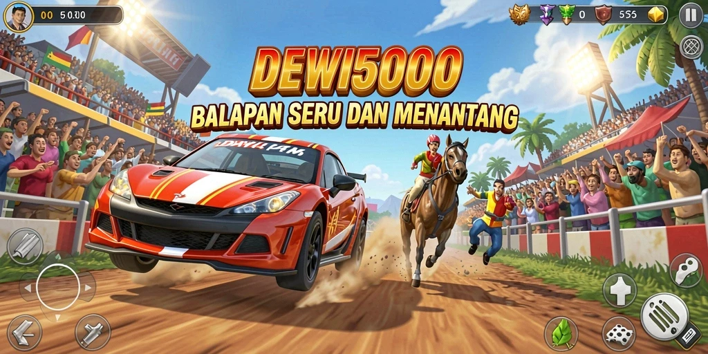 Tampilan gameplay seru DEWI5000 dengan balapan yang menegangkan.