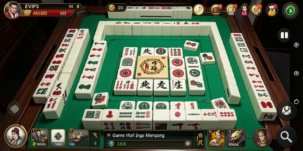 Tampilan gameplay menarik dari EVIP3 yang memacu strategi Mahjong.