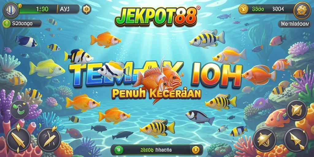 Screenshot gameplay JEKPOT88 menampilkan perburuan ikan yang seru.
