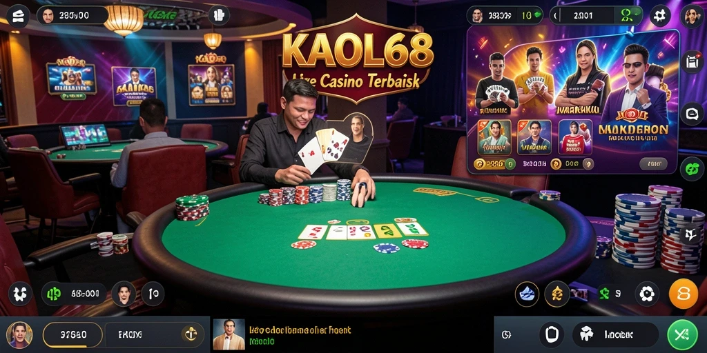 Tampilan gameplay Live Casino KAOL68 yang mendebarkan dan interaktif.