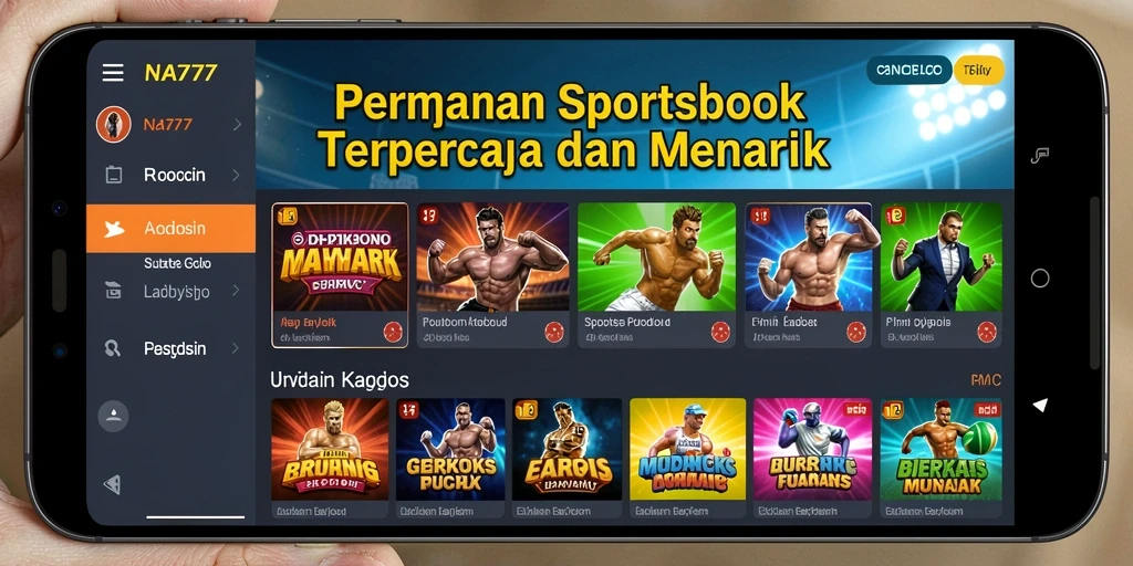 Tampilan utama NA777 dengan fitur taruhan olahraga yang menarik.
