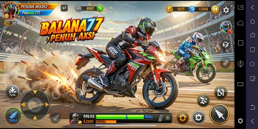 Gameplay PESONA77 yang mendebarkan dan penuh aksi balapan motor.