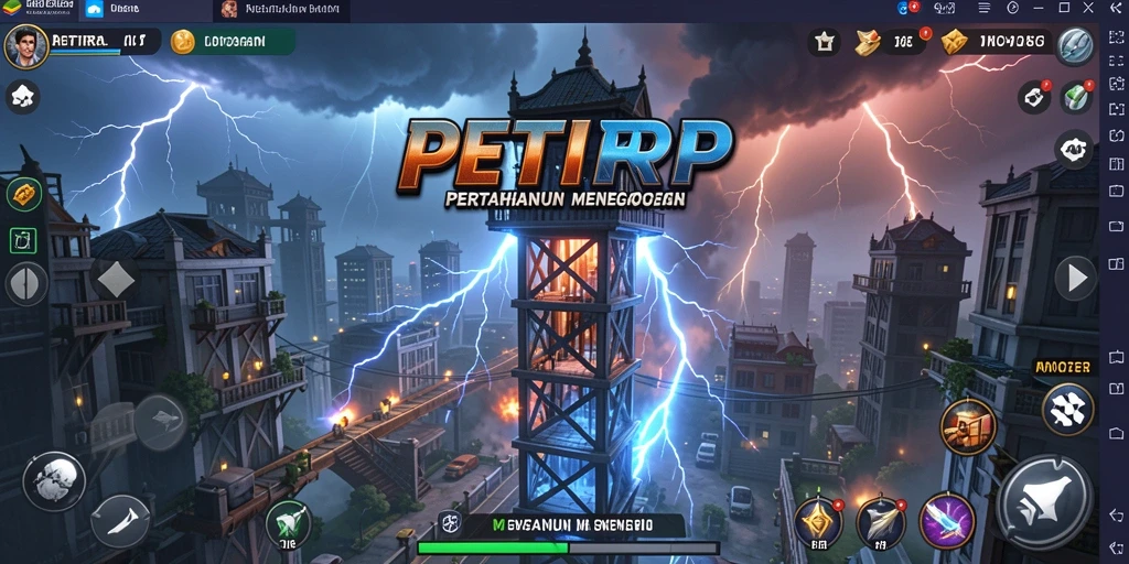 Tampilan gameplay PETIRRP yang penuh aksi dan strategi Tower Defense.