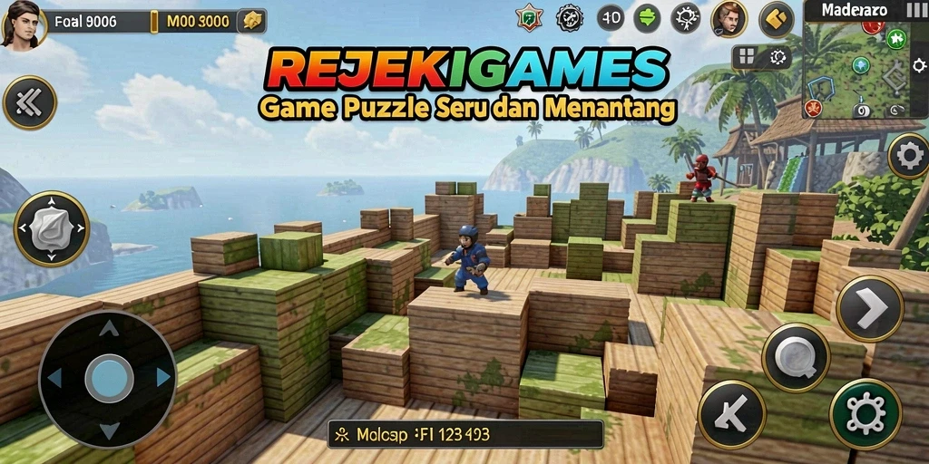 Screenshot gameplay REJEKIGAMES yang menampilkan kegembiraan menyusun puzzle.