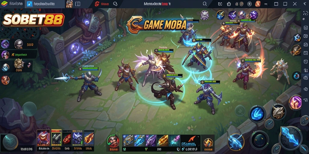 Tangkapan layar gameplay SOBET88 dengan pertempuran seru antara tim.