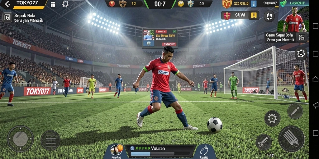 Tampilan menarik dari gameplay sepak bola TOKYO77 yang seru.